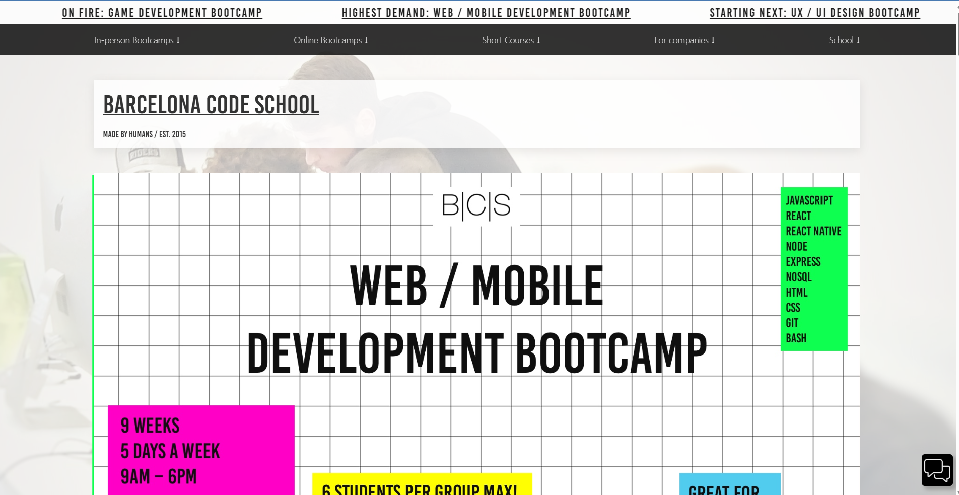 JavaScript Full-Stack Bootcamp course image