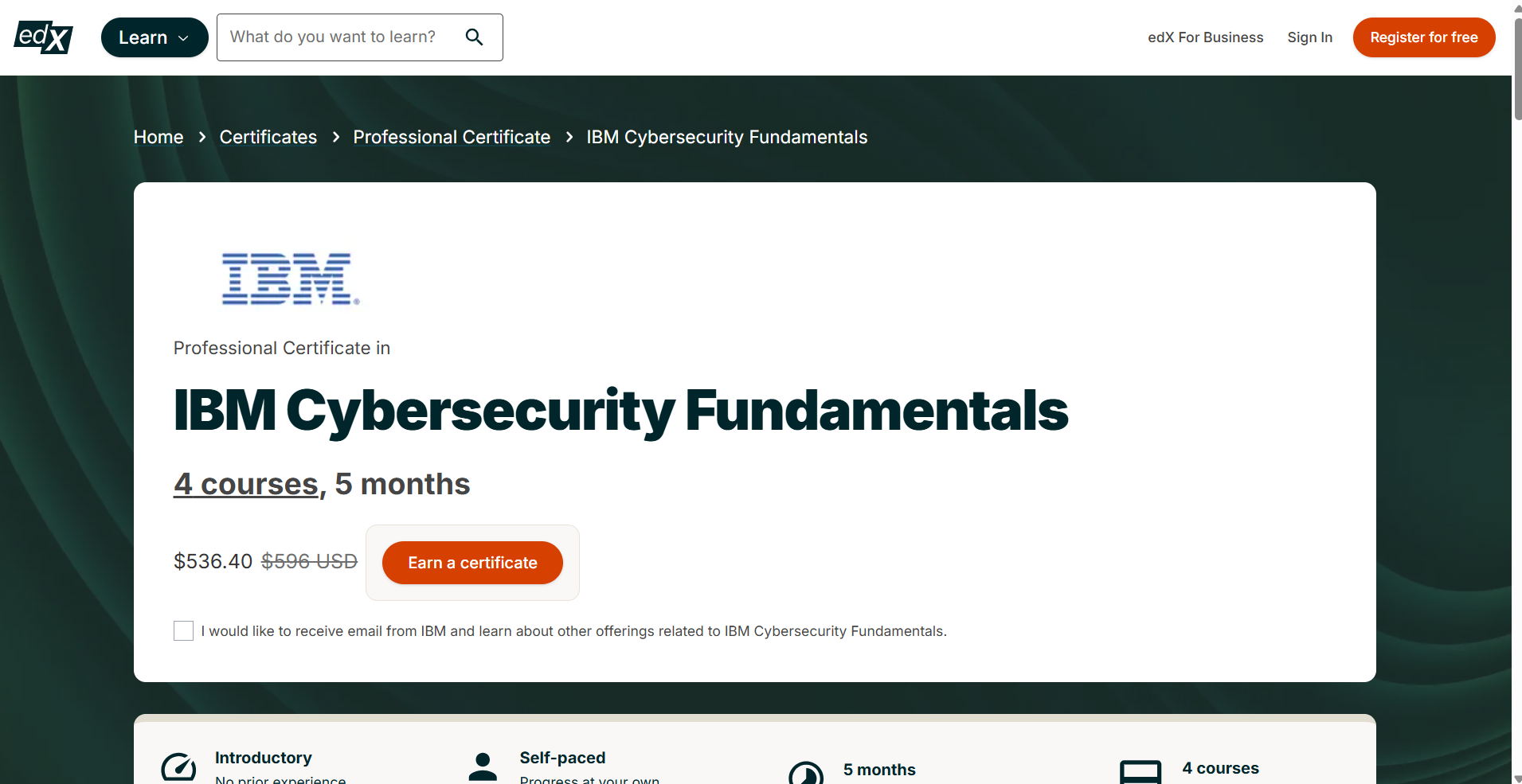 IBM Cybersecurity Fundamentals course image