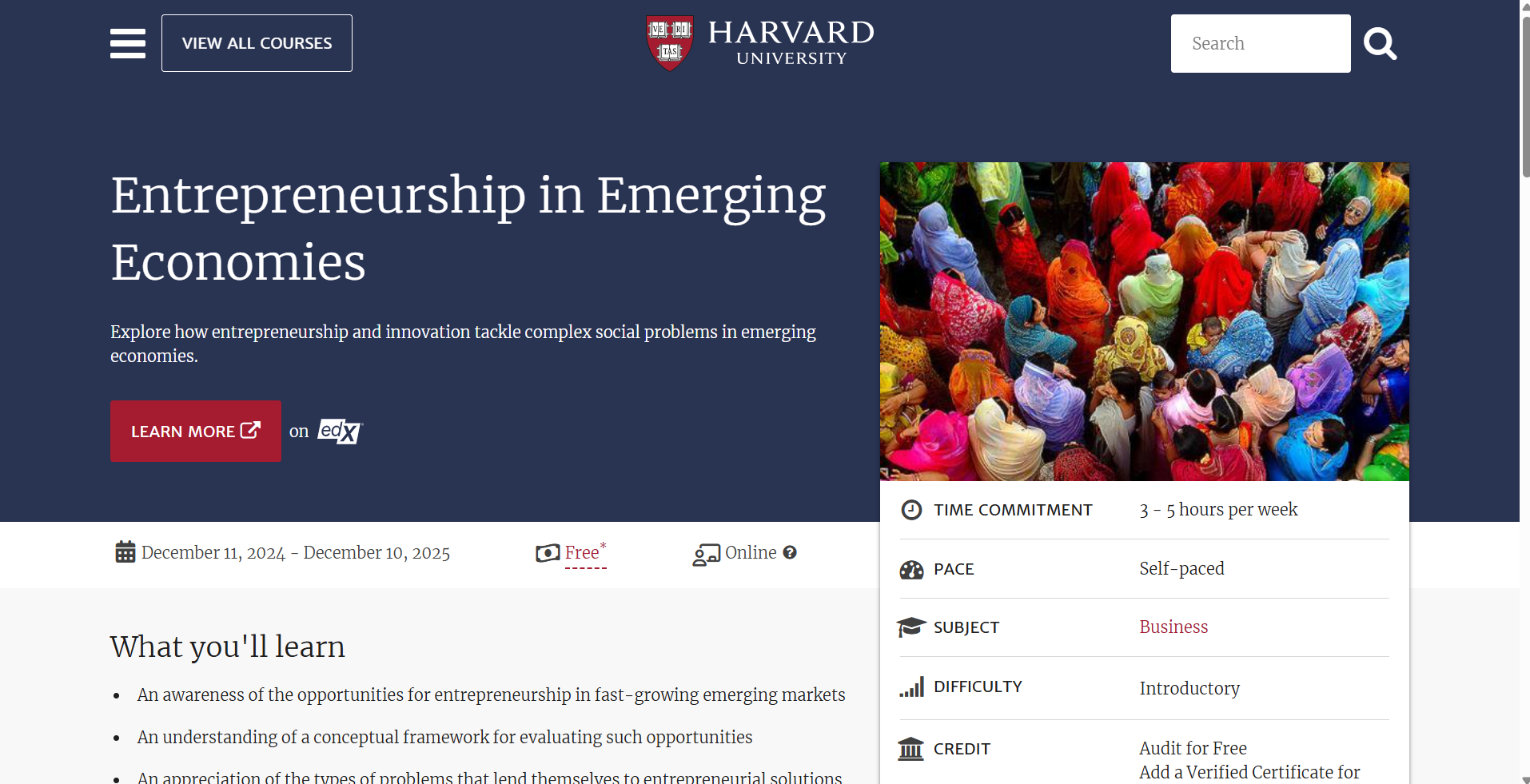 Entrepreneurship in Emerging Economies course image