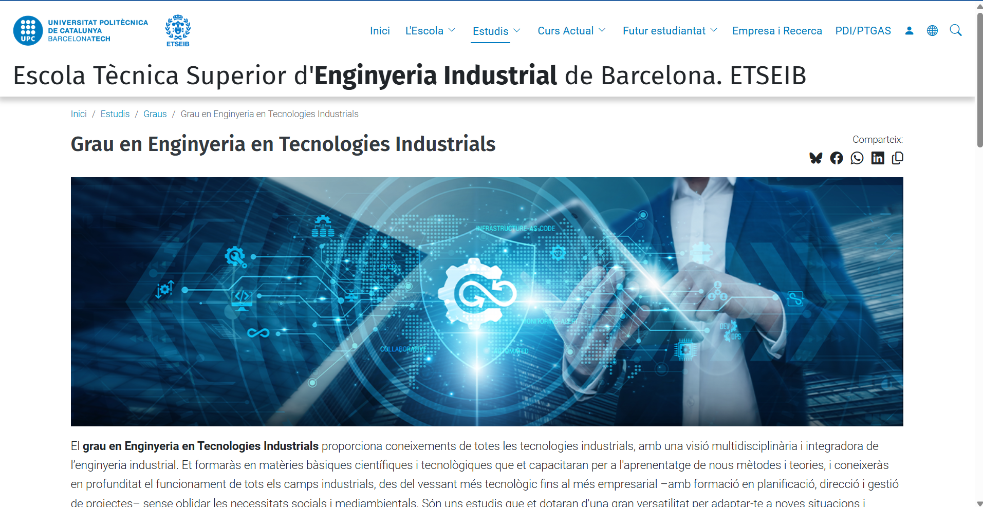 Grau en Enginyeria en Tecnologies Industrials course image